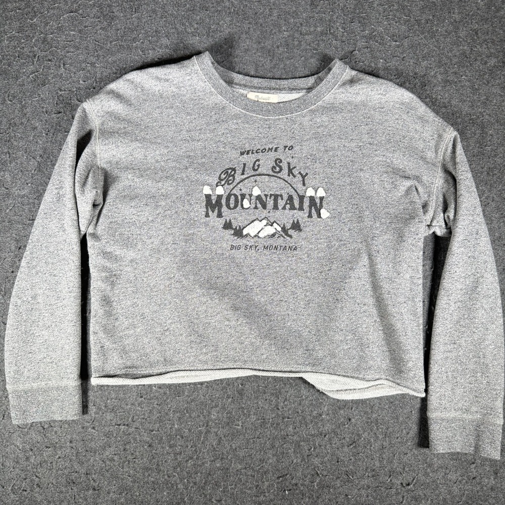 Madewell Big Sky Mountain Montana Graphic Cropped Sweatshirt Gray XL